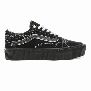 Damske Tenisky Na Platforme Vans Pearly Punk Old Skool Čierne VA54LEPJV